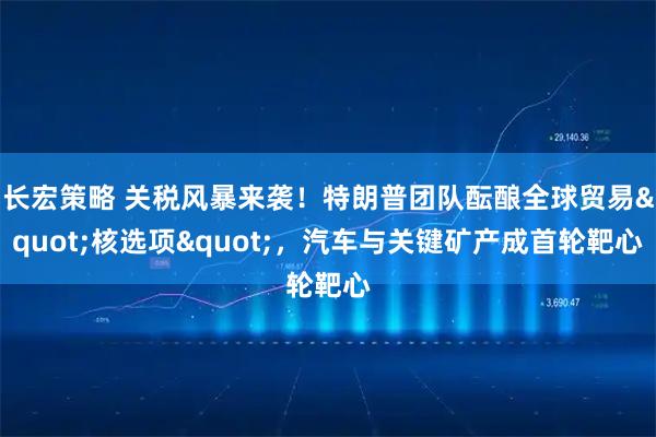 长宏策略 关税风暴来袭！特朗普团队酝酿全球贸易"核选项"，汽车与关键矿产成首轮靶心
