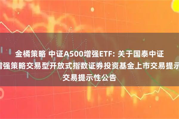 金橘策略 中证A500增强ETF: 关于国泰中证A500增强策略交易型开放式指数证券投资基金上市交易提示性公告
